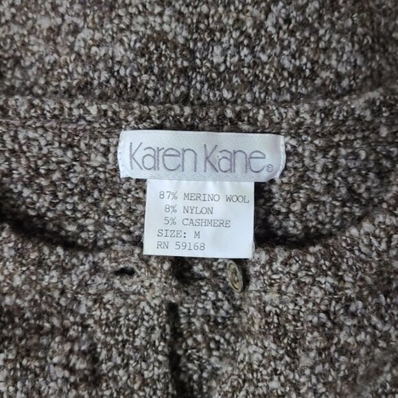 VTG KAREN KANE Tweedy Cashmere and Merino Wool Blend Cardigan Women's Size M - Picture 10 of 10